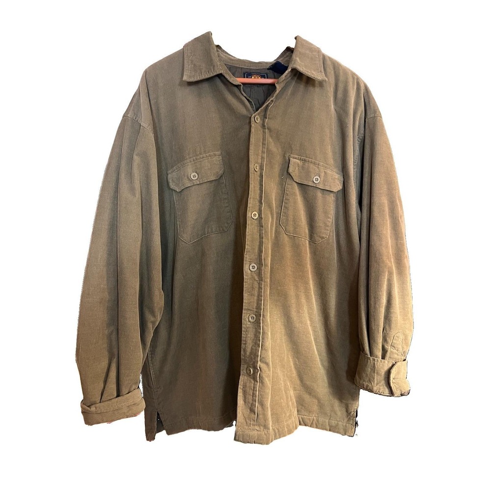 VTG 90s Route 66 Tan Quilted Lined Corduroy Shacket Shirt Jacket